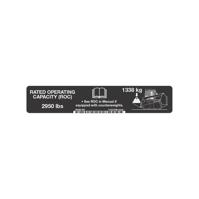 Bobcat 7183740 Lift Capacity Decal For Track Loaders