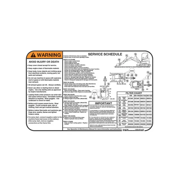 Bobcat 7188747 Service Decal for Excavators