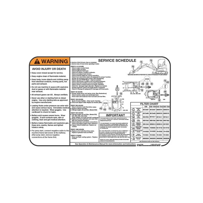 Bobcat 7188747 Service Decal for Excavators