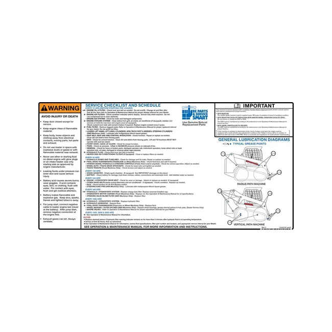 Bobcat 7242070 Service Decal Loaders