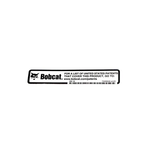 Bobcat 7245504 Patent Decal For Bobcat Equipment