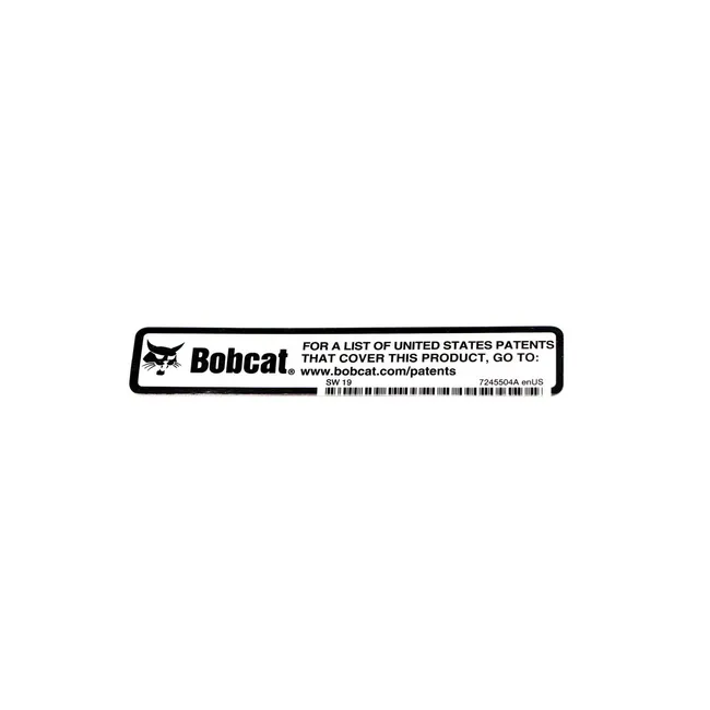 Bobcat 7245504 Patent Decal For Bobcat Equipment