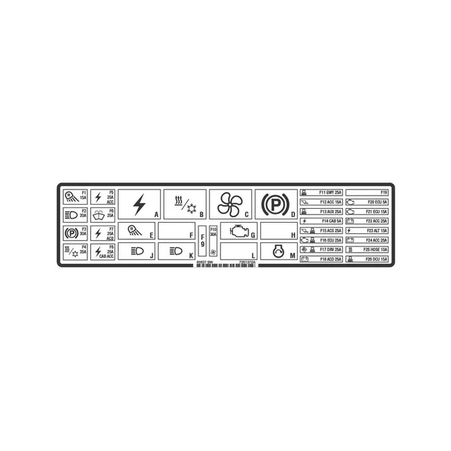 Bobcat 7251372 Fuse Decal For Loaders