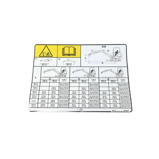 Bobcat 7279897 Lift Capacity Decal