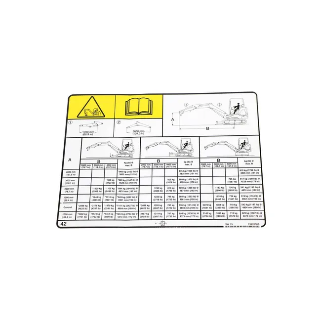 Bobcat 7342858 Lift Decal Excavators