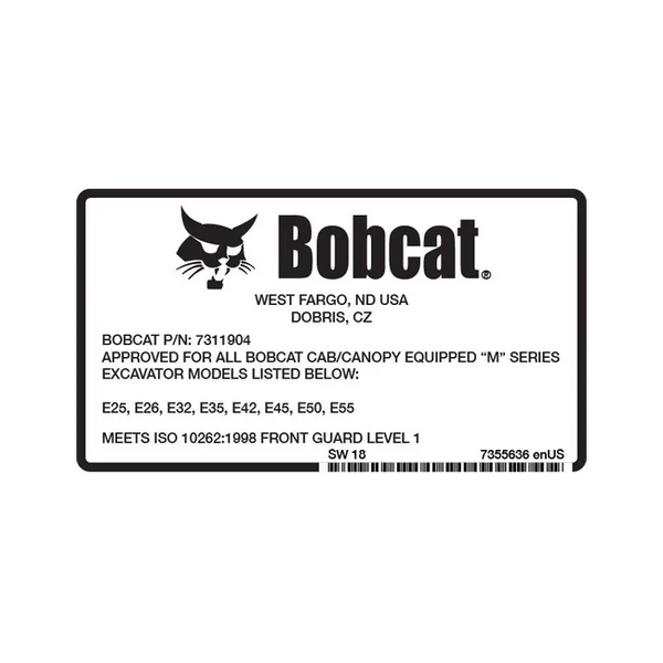 Bobcat 7355636 Special Application Decal