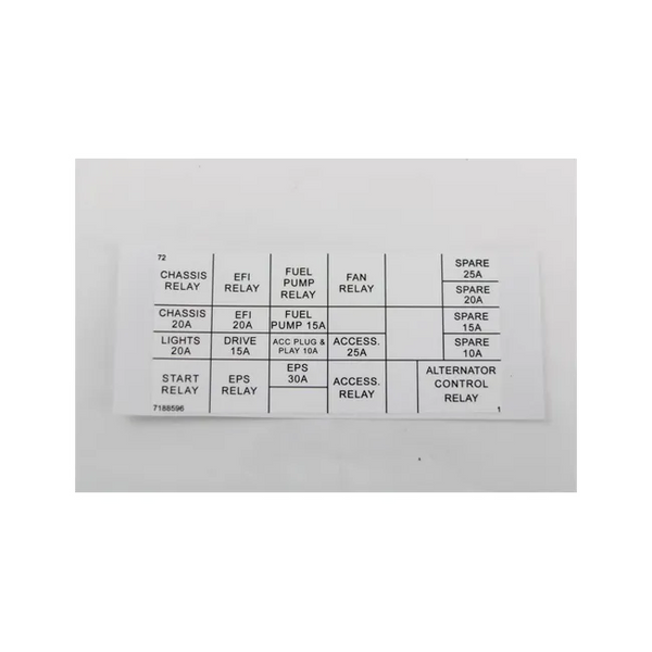 Bobcat 7360989 Fuse Relay Decal