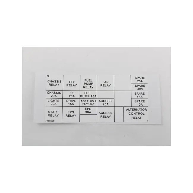 Bobcat 7360989 Fuse Relay Decal