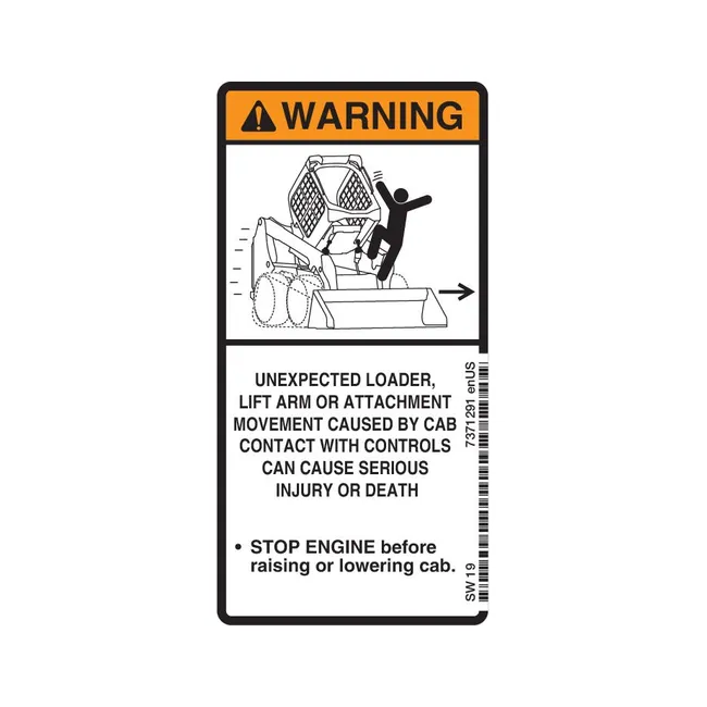 Bobcat 7371291 Warning Decal