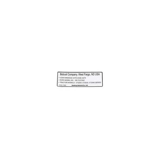 Bobcat 7382717 Rops Decal For Tractors
