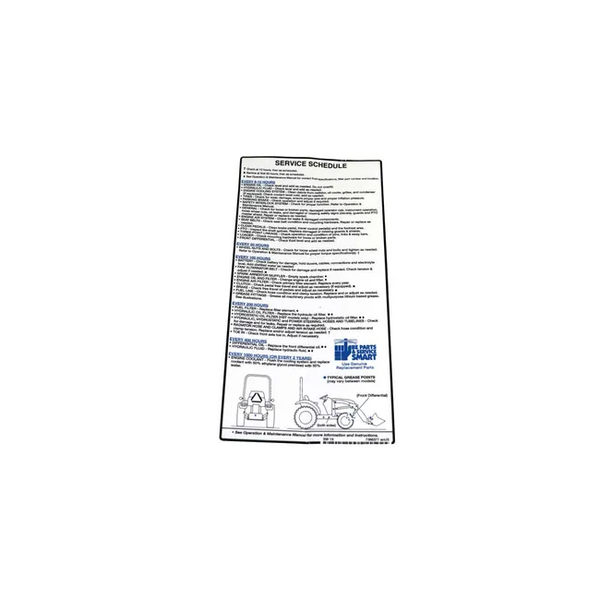 Bobcat 7386377 Service Schedule Decal For Tractors