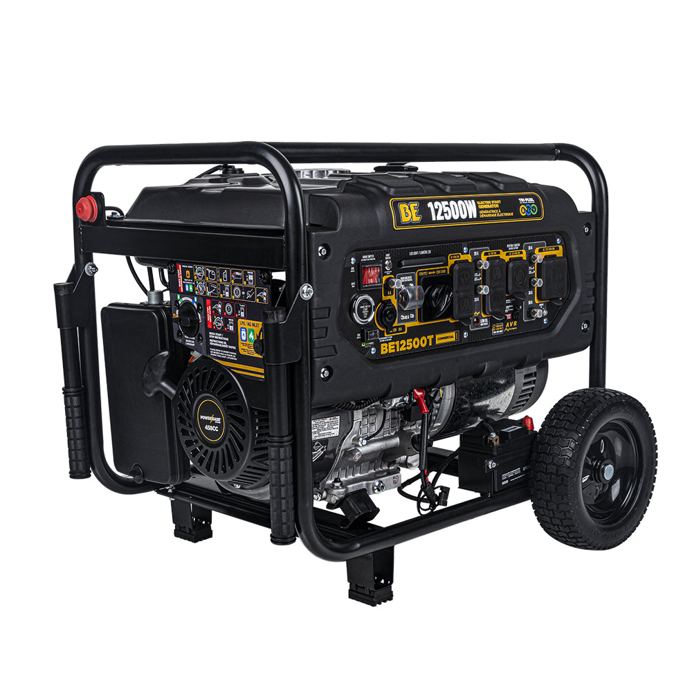 BE BE12500T Generator, 12500W, 458CC, Tri-Fuel