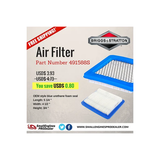 Stens 102-549 Air Filter for B&S 128700-129799 Series